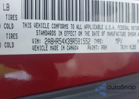 2009 Chrysler Town & Country Touring из США, поврежденный, VIN 2A8HR54X39R581552